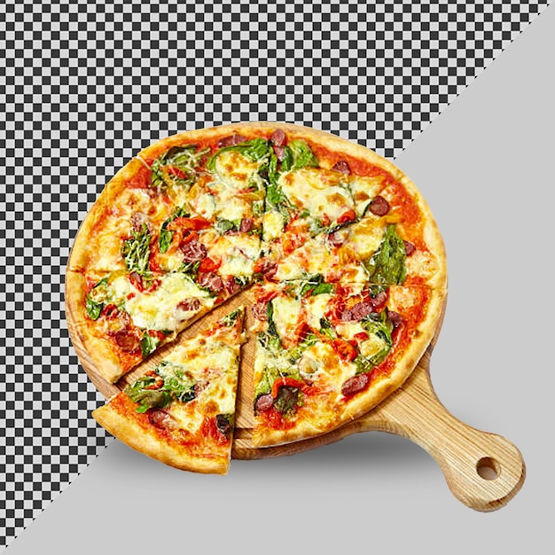 una pizza con una fetta mancante