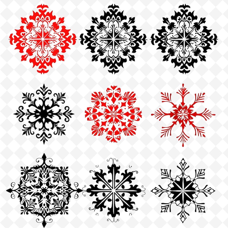 PSD una raccolta di fiocchi di neve e fiocchi di neve