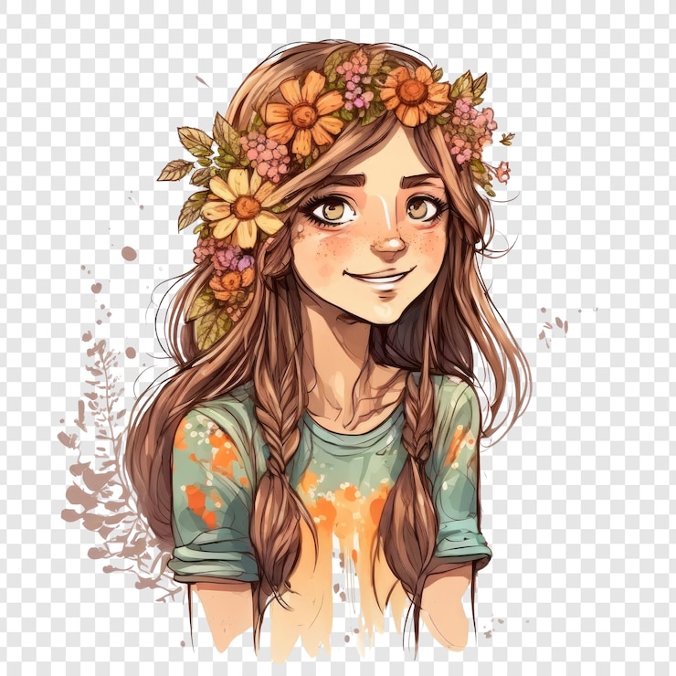 PSD una ragazza con un fiore tra i capelli