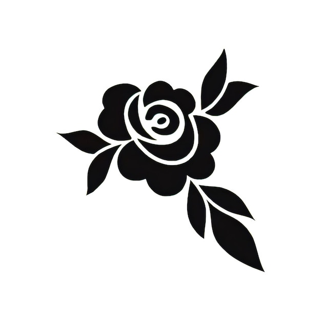 una rosa bianca e nera con un fiore bianco su di essa