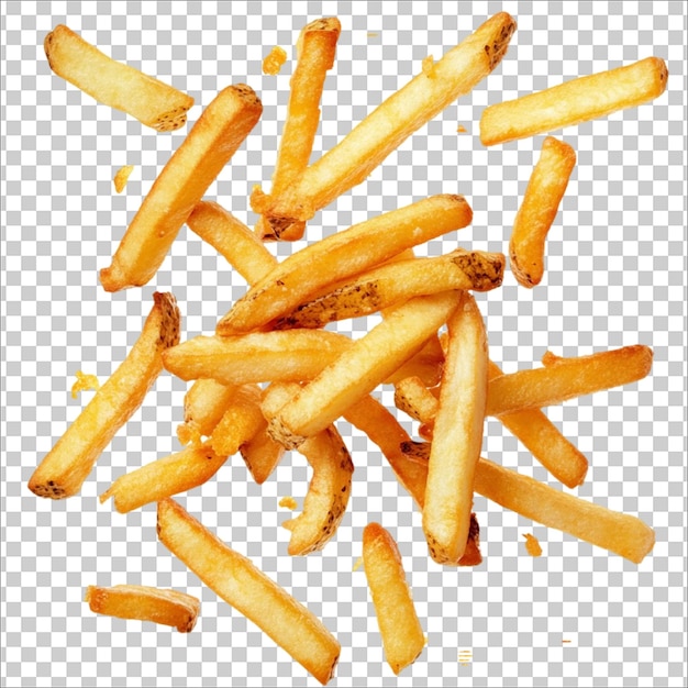 una scatola di patatine fritte con uno sfondo trasparente