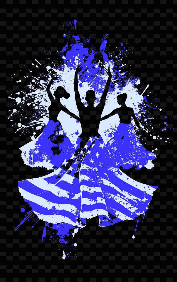 PSD una scena di competizione di danza con persone che eseguono american fl creative illustration idea designs