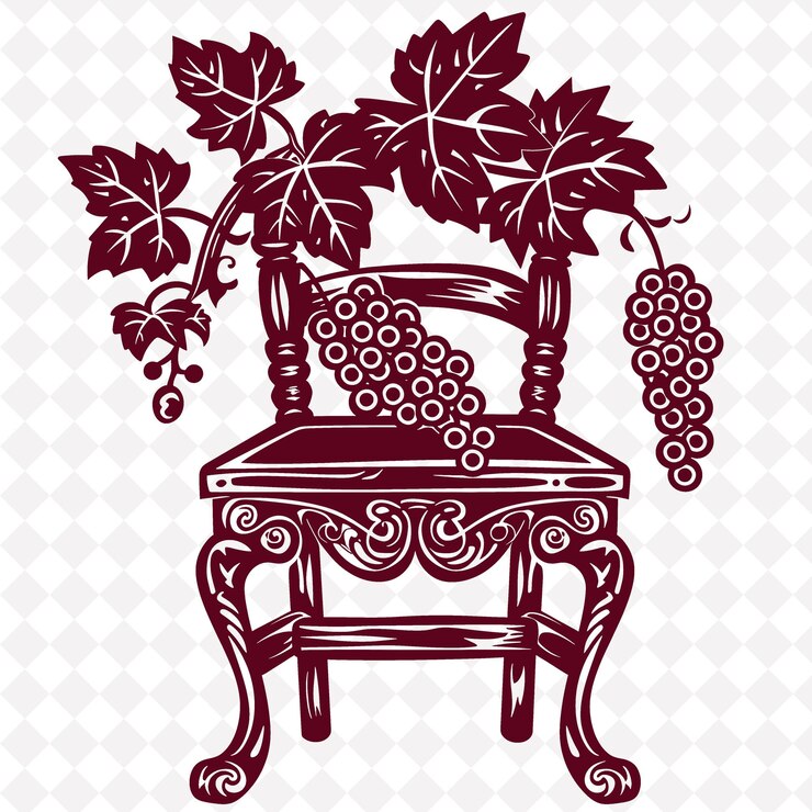 PSD una sedia con uva su di essa e una sedia con vigne su di essa