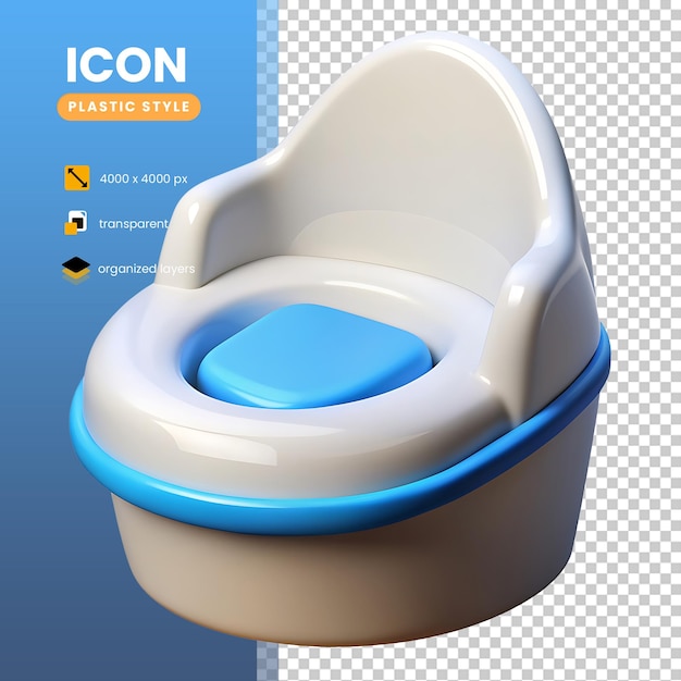 Una sedia da bagno bianca e blu progettata per i bambini piccoli, perfetta per l'addestramento precoce al bagno