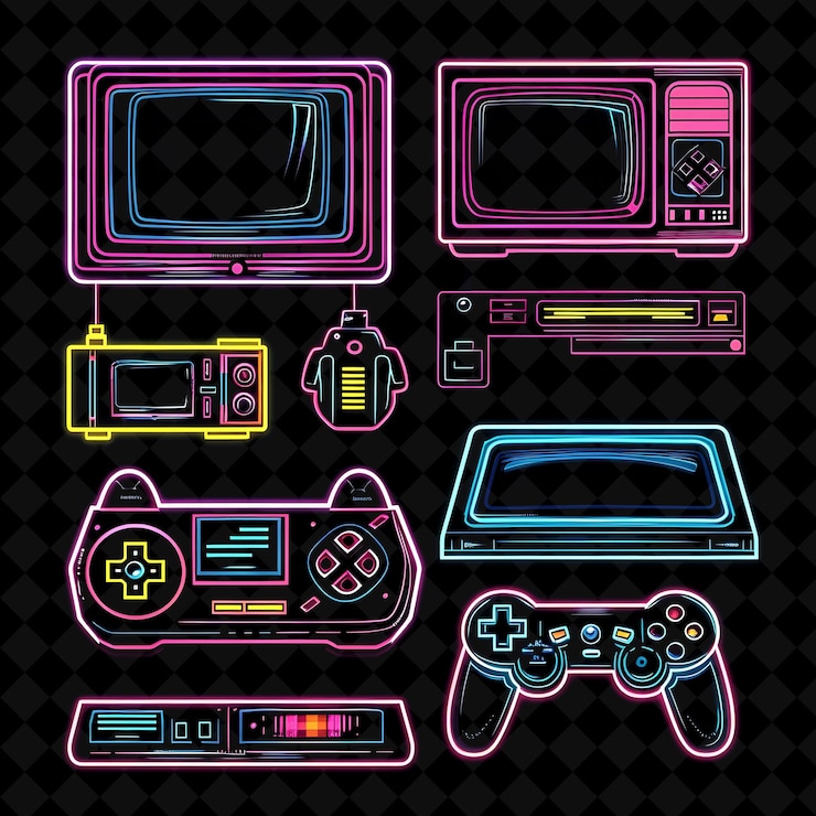 PSD una serie di controller di videogiochi e le parole "quotation game" in fondo