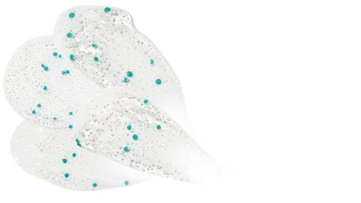 PSD una serie di macchie di gel trasparente con granuli blu su uno sfondo bianco png