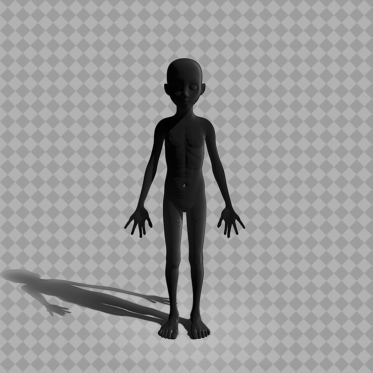PSD una silhouette di una figura di plastica con l'ombra di un essere umano