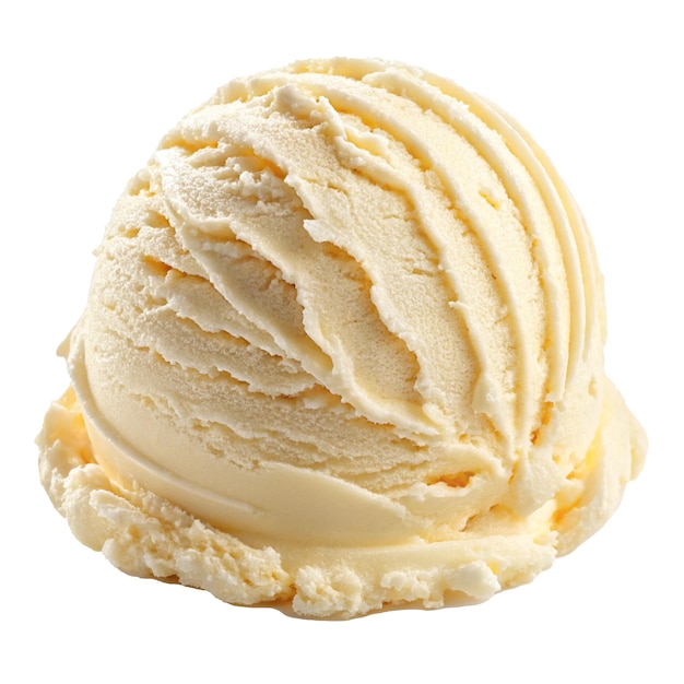 Una singola ciotola di gelato di vaniglia cremoso isolato su uno sfondo bianco