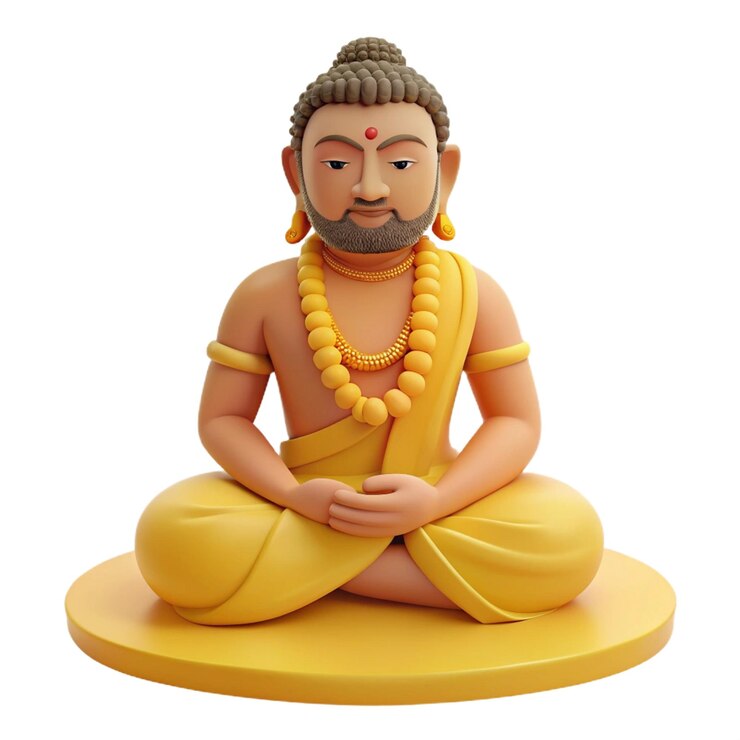PSD una statua di buddha con un corpo giallo e uno sfondo bianco