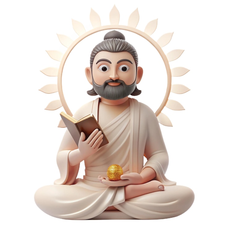 PSD una statua di un uomo con un libro chiamato buddha
