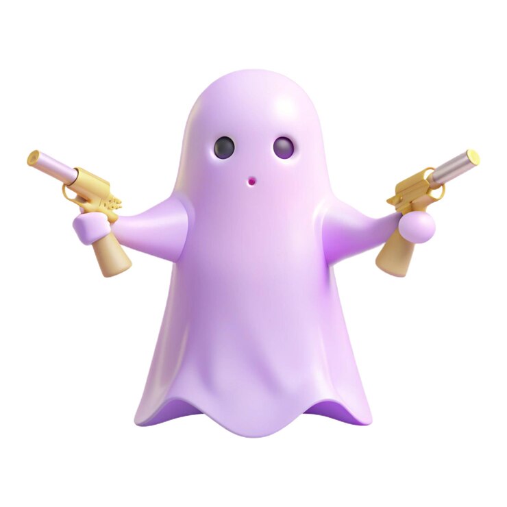 PSD una statuetta aliena viola con una pistola in mano