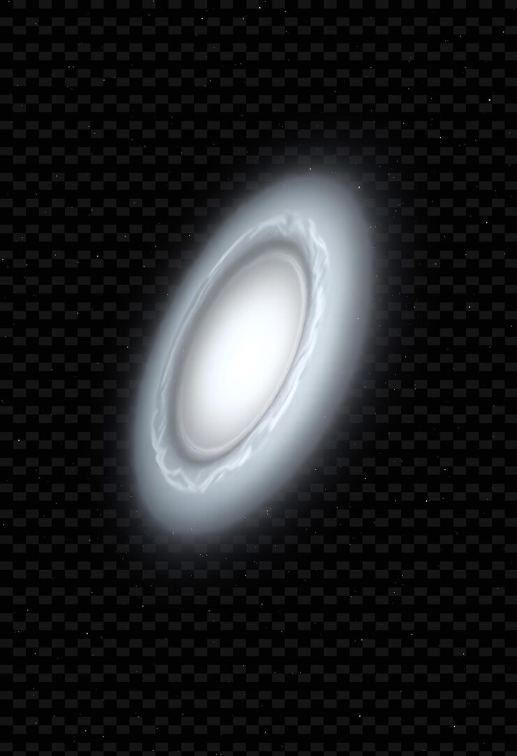 PSD una stella luminosa con un cerchio bianco sullo sfondo nero