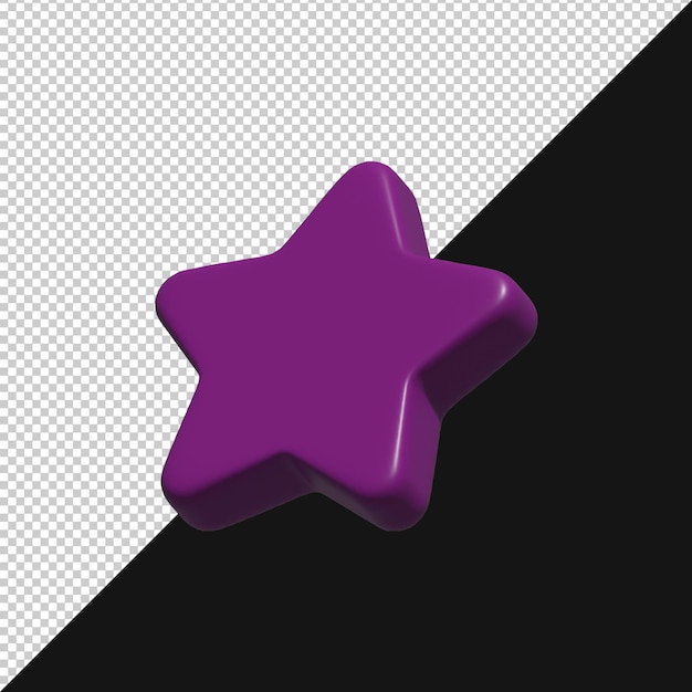 Una stella viola lucida resa in 3D