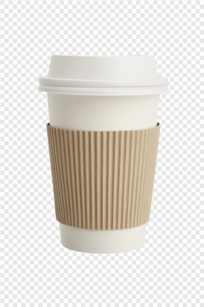 una tazza di caffè di carta con un coperchio che dice "Take away" in cima