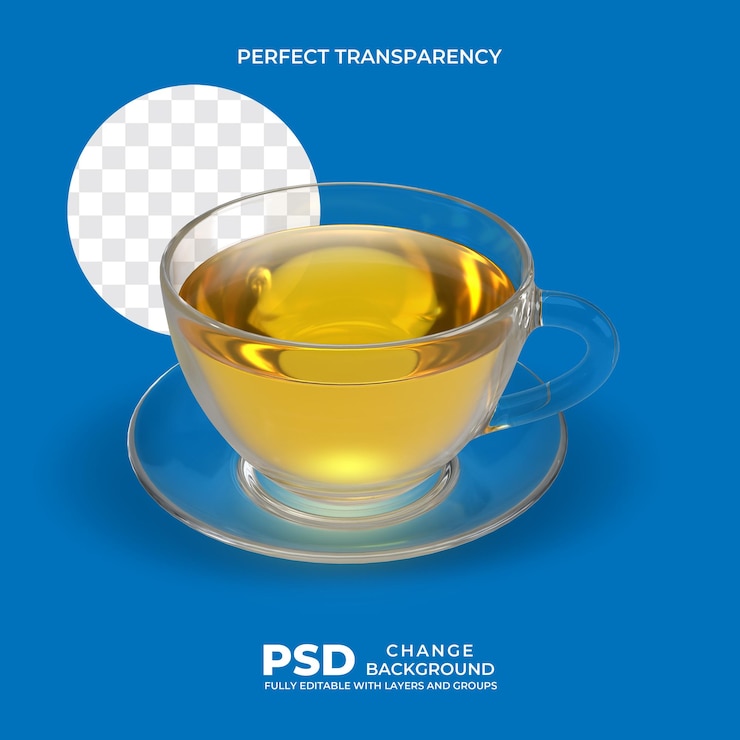 PSD una tazza di tè con sfondo trasparente