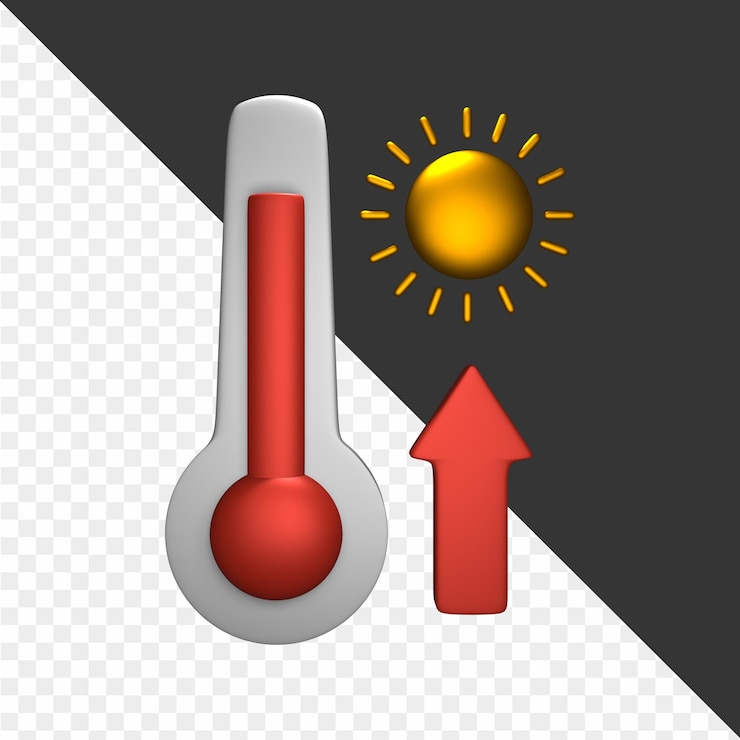 PSD una temperatura rossa e bianca con una freccia rossa che indica a destra