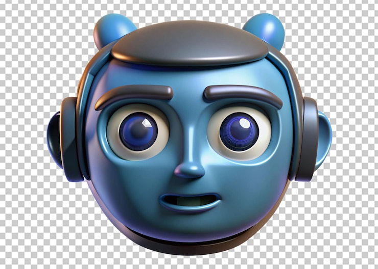 PSD una testa di robot 3d con la parola robot su di essa