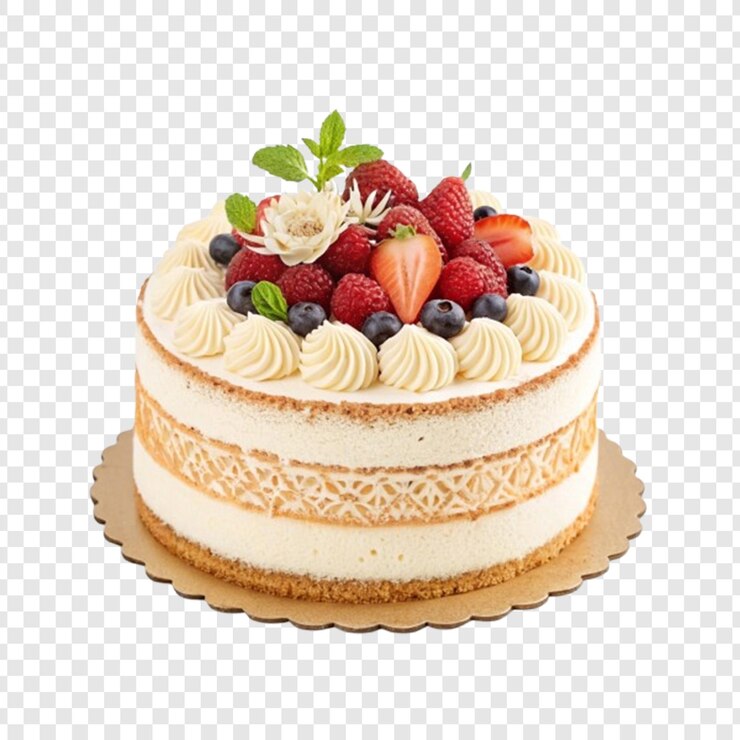 PSD una torta con un frutto e una fragola in cima