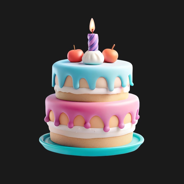 una torta con una candela su di essa e una torta with a candle su di essa