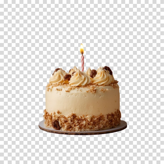 una torta con una candelina sopra che dice "compleanno"