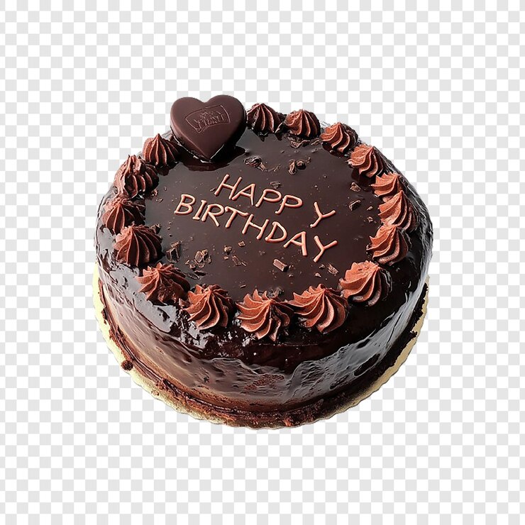PSD una torta di cioccolato con le parole " buon compleanno " sopra