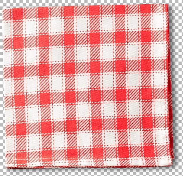 Una tovaglia a scacchi rossi e bianchi comunemente usata per cena o picnic che aggiunge un tocco classico a qualsiasi impostazione del tavolo