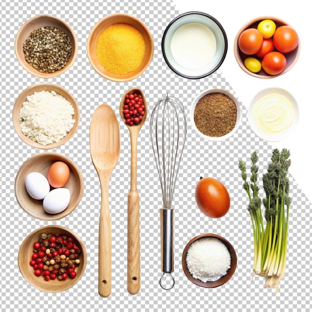 una varietà di alimenti, comprese le uova e le uova