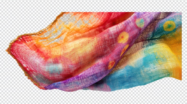 PSD una vista ravvicinata di un vibrante pezzo di tessuto bandhani che mostra modelli intricati ideali per gli appassionati di tessuti e i designer di moda