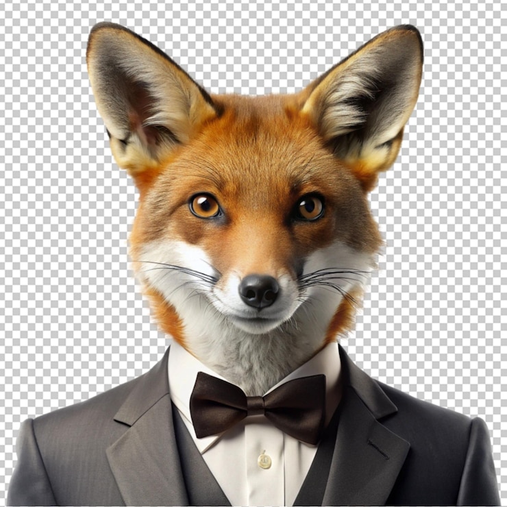 PSD una volpe elegante vestita come un film classico