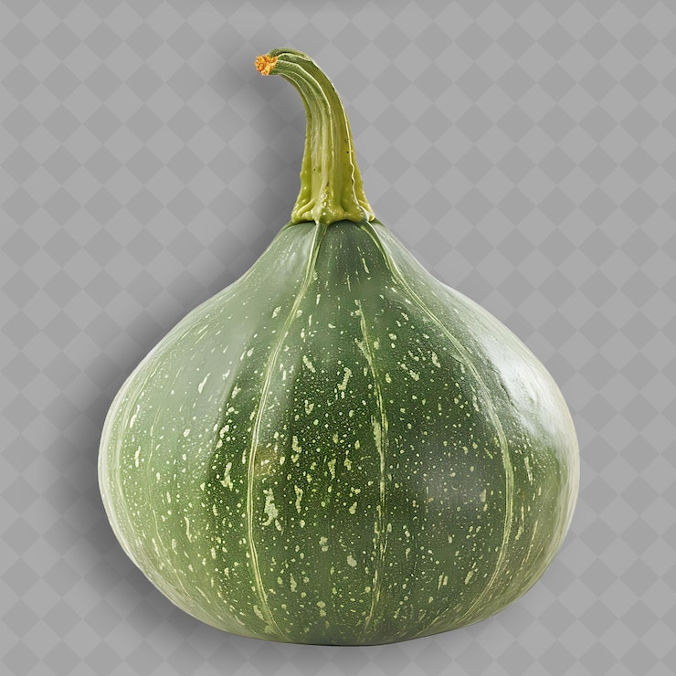 PSD una zucca verde con una cima verde e uno sfondo bianco con un disegno di punti