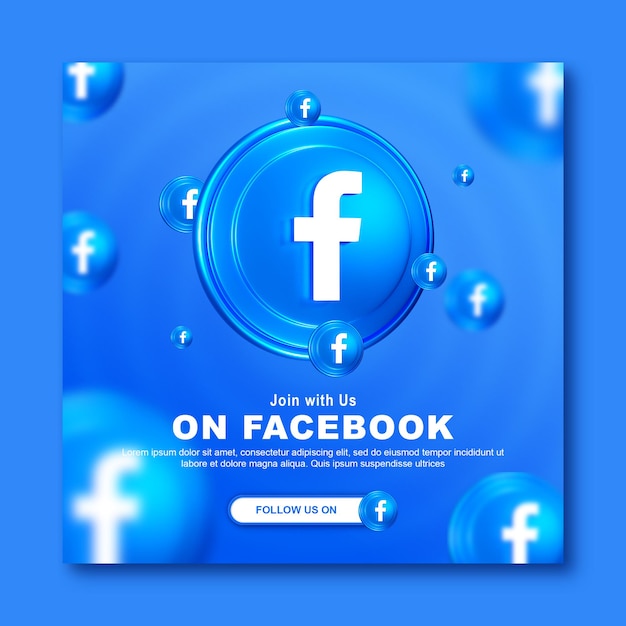 Únase a nosotros en la plantilla de publicación de redes sociales de Facebook con logotipo 3d