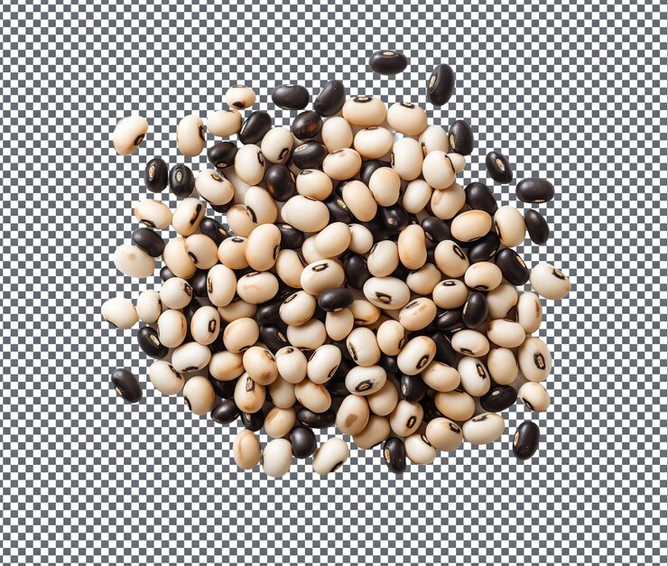PSD uncooked black eyed peas isolated on transparent background