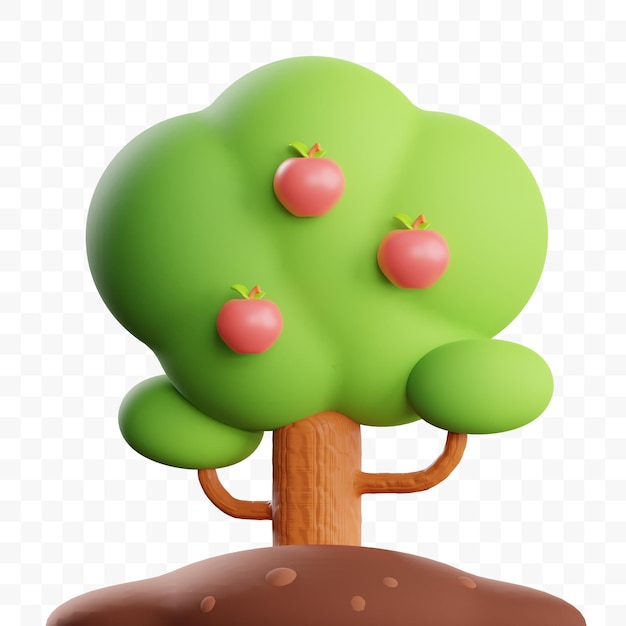 und Apfelbaum 3D-Illustration