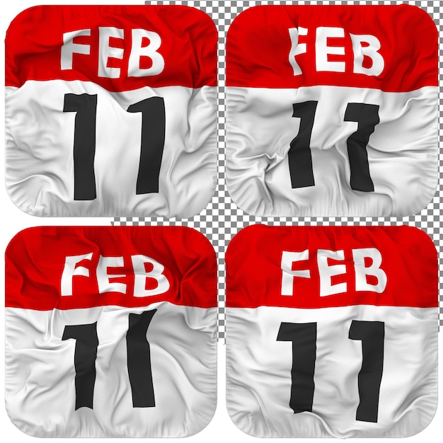 Undécimo 11 Viernes Fecha Calendario Icono Aislado Cuatro Estilo Ondulado Textura De Protuberancia Representación 3D