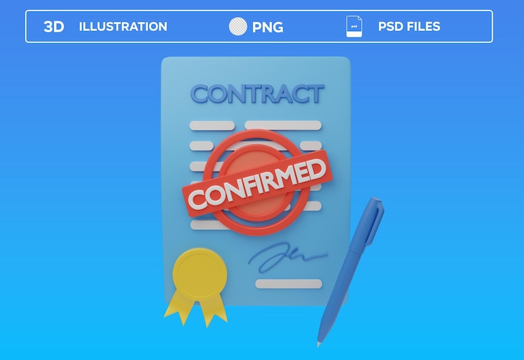 PSD under contract 3d icon illustration