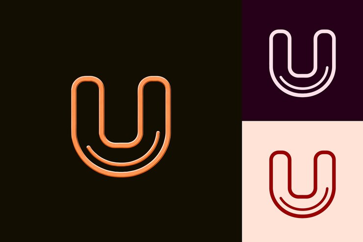 PSD underline icon with a capital letter u outline and a small l abstract minimalist icon designs