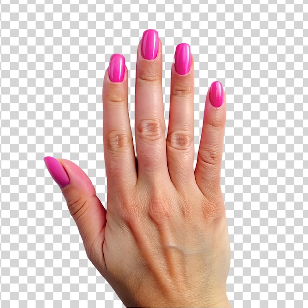 Unhas de mão rosa isoladas em fundo transparente