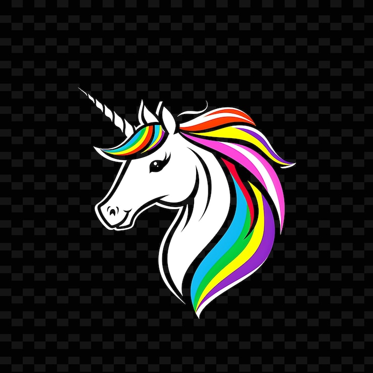 PSD un unicornio con un arco iris en la cabeza