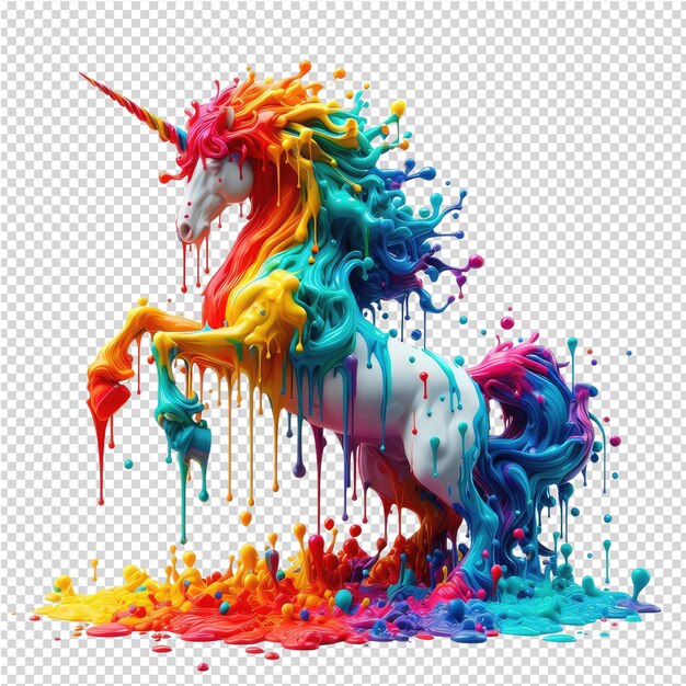 PSD un unicornio con un arco iris y la palabra unicornio