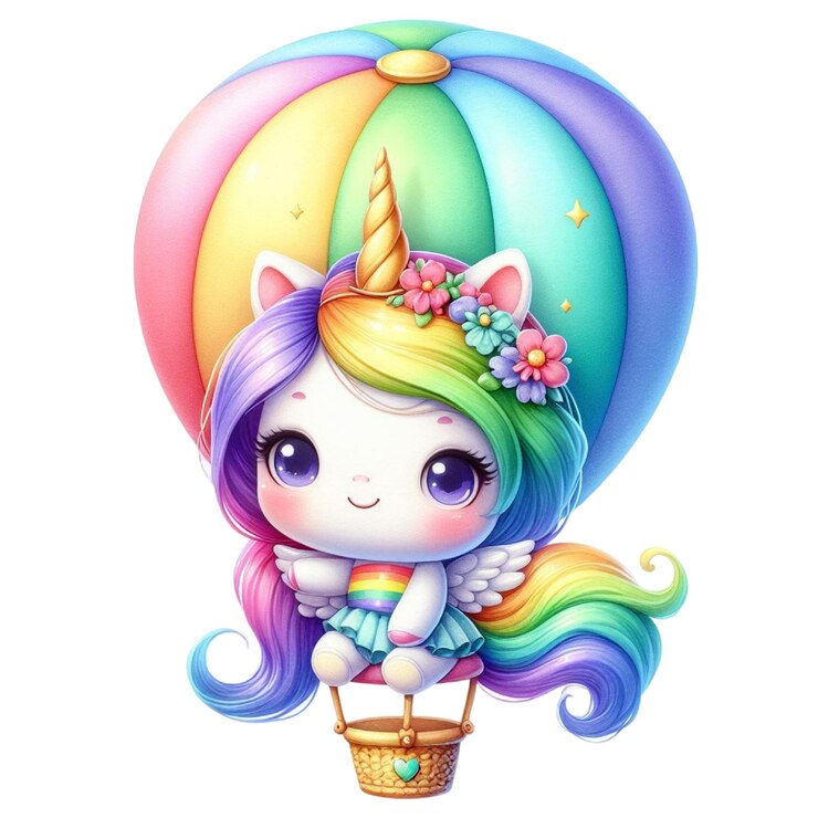 PSD un unicornio arco iris con un sombrero de arcoíris y un arcoirís en él