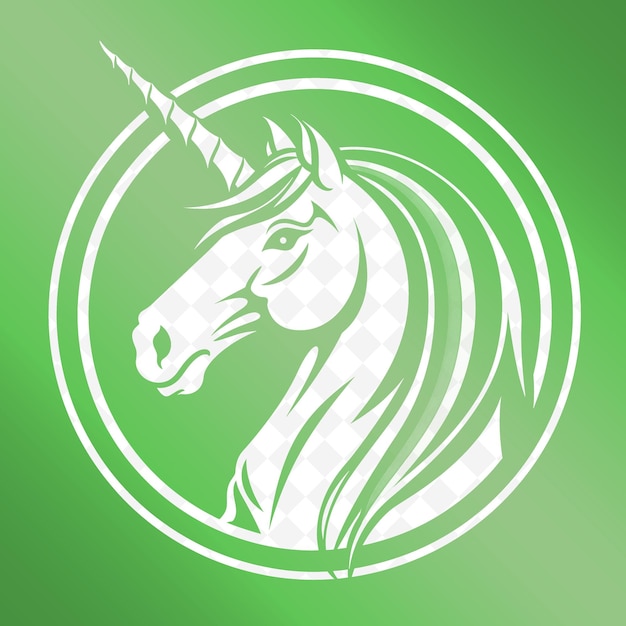 Un unicornio blanco con fondo verde con fondo verde