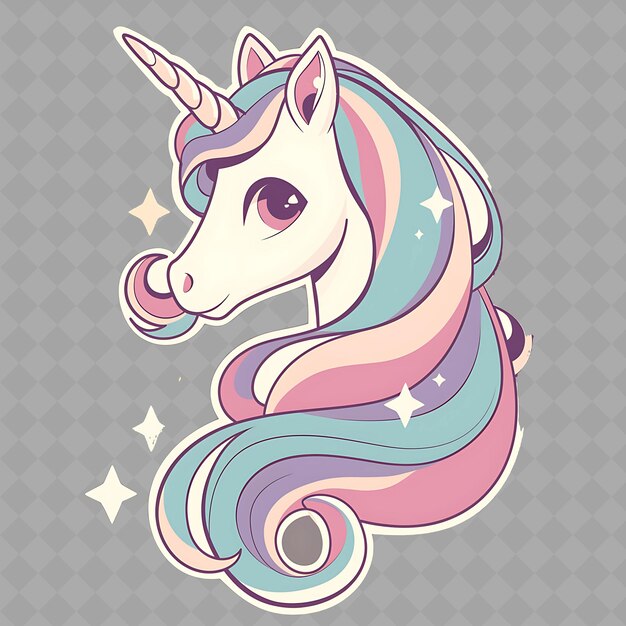 PSD un unicornio colorido con una cola rosa y azul y una cola azul