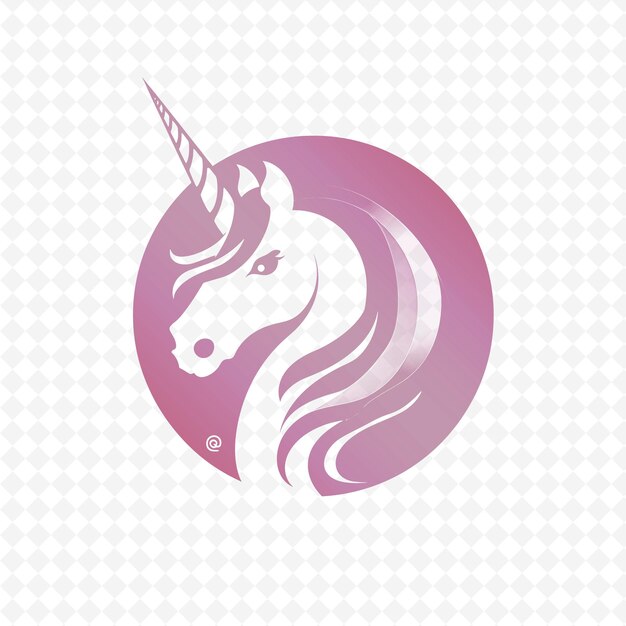 PSD un unicornio con un fondo púrpura y un círculo púrpur y rosa con un fondo purpúreo