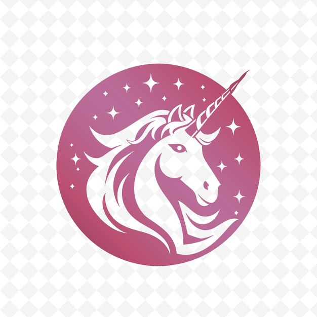 PSD un unicornio rosa y púrpura con las palabras 