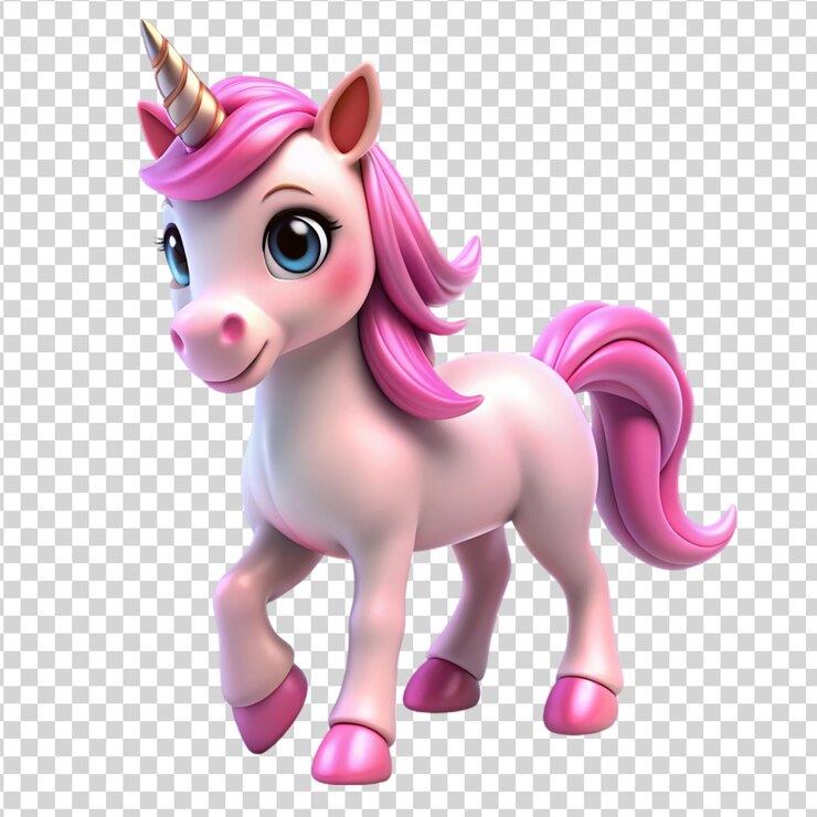 PSD unicornio rosado en 3d aislado sobre fondo blanco