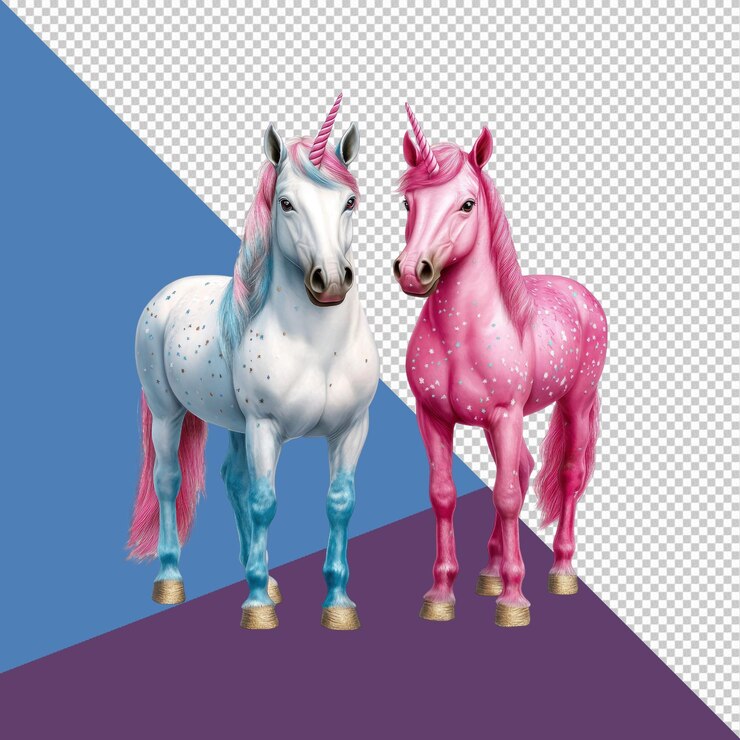 PSD los unicornios pastel un par de criaturas mágicas