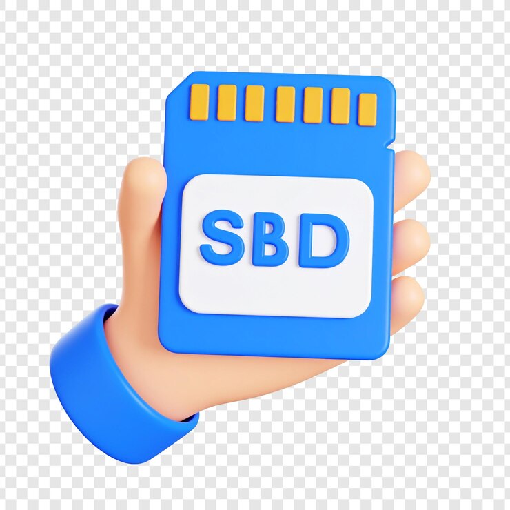 PSD unidad de estado sólido de dibujos animados en mano ilustración 3d elemento de diseño de la tarjeta sbd