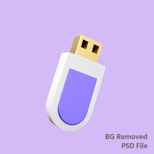 Una unidad flash USB renderizada en 3D en un fondo de color sólido
