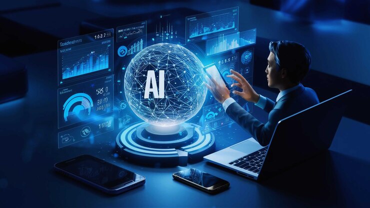 PSD unidad de procesador de inteligencia artificial poderoso componente de ia cuántica en la placa base del pcb con datos t