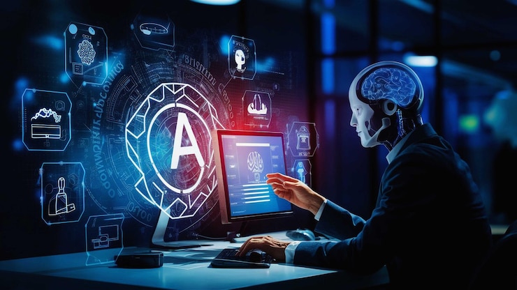 PSD unidad de procesador de inteligencia artificial poderoso componente de ia cuántica en la placa base del pcb con datos t